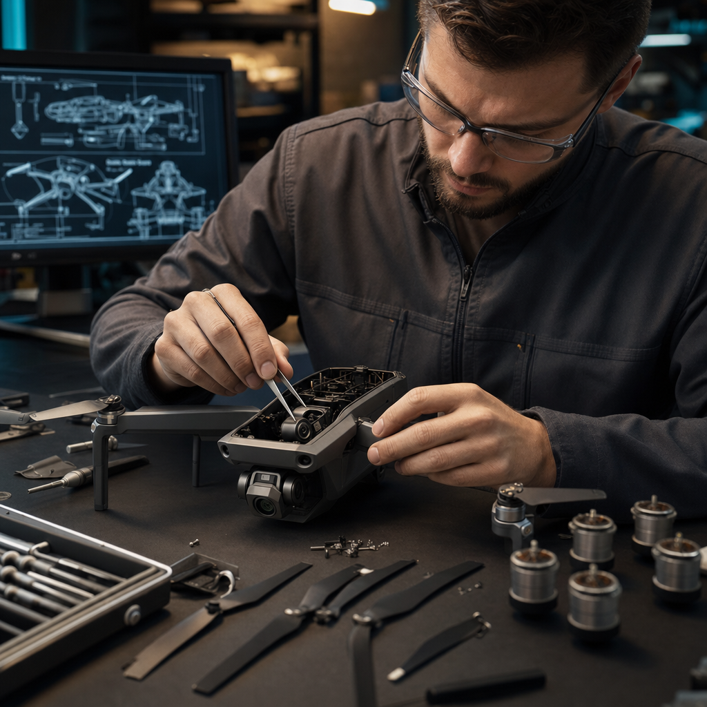 ผลงานซ่อมโดรน DJI Mini 3 กิมบอลสั่น ลำปาง